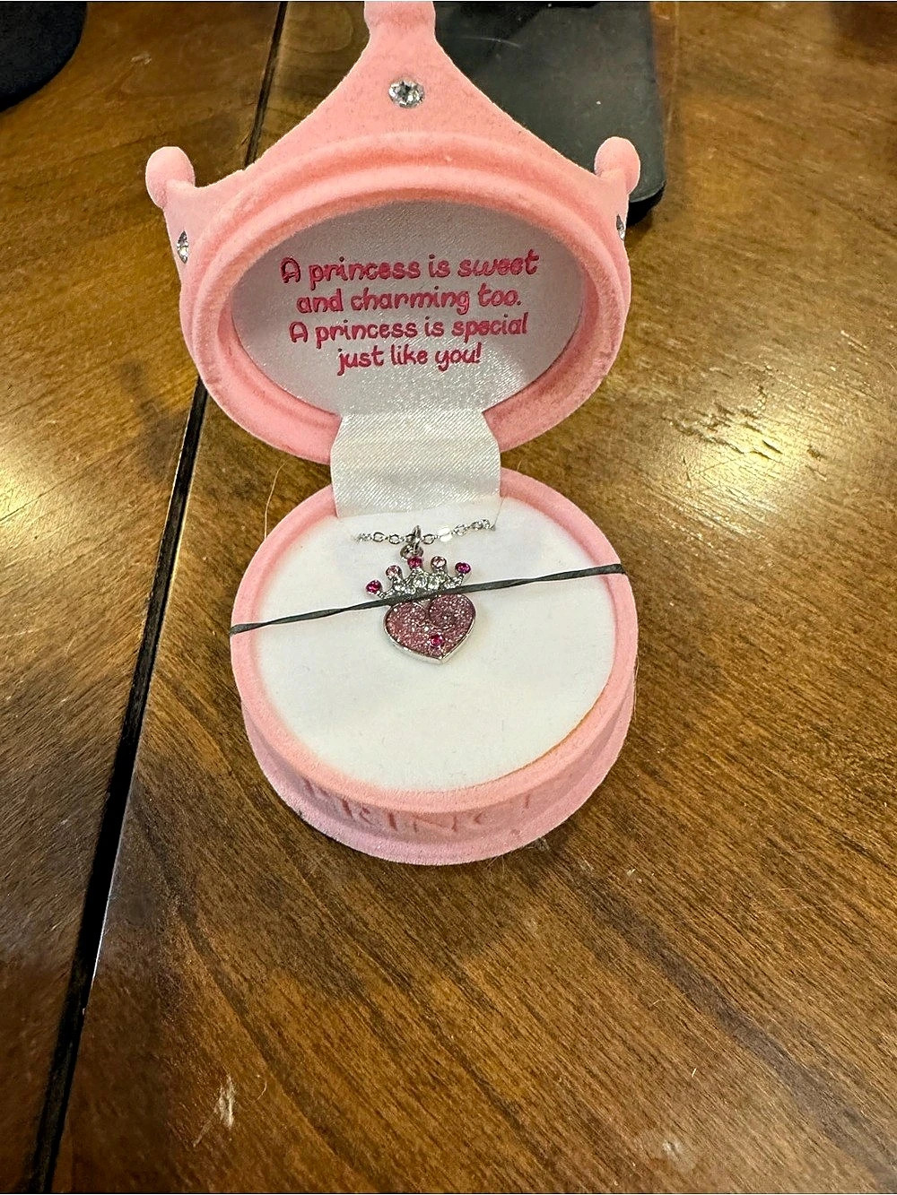 Sparkling Princess Pendant Necklace, Crown Gift Box and Interior Sentiment!